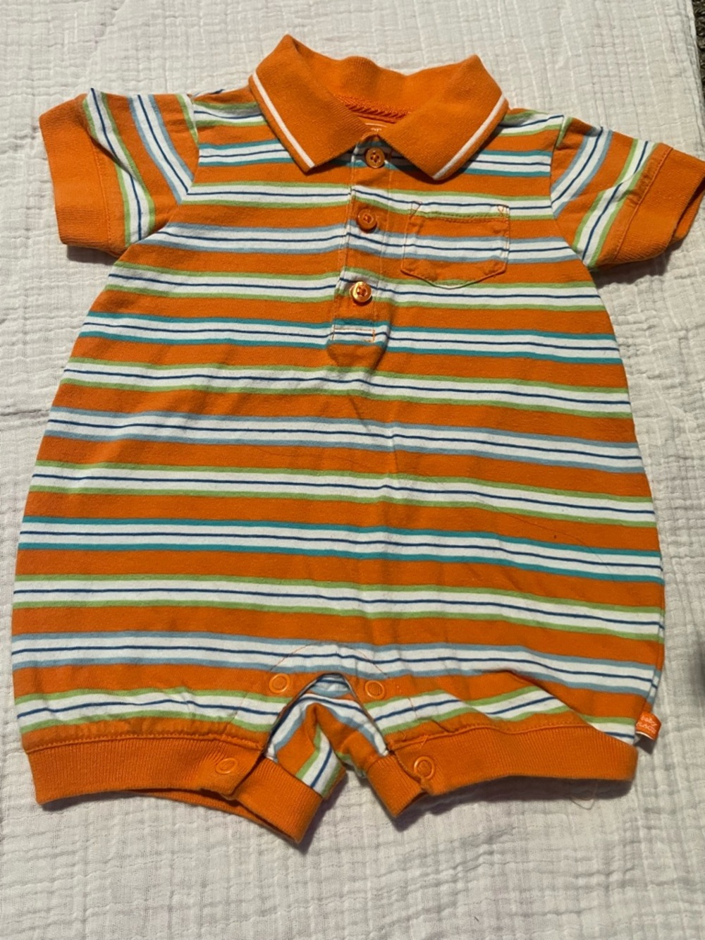Vintage Place Bright Orange Infant Polo Romper